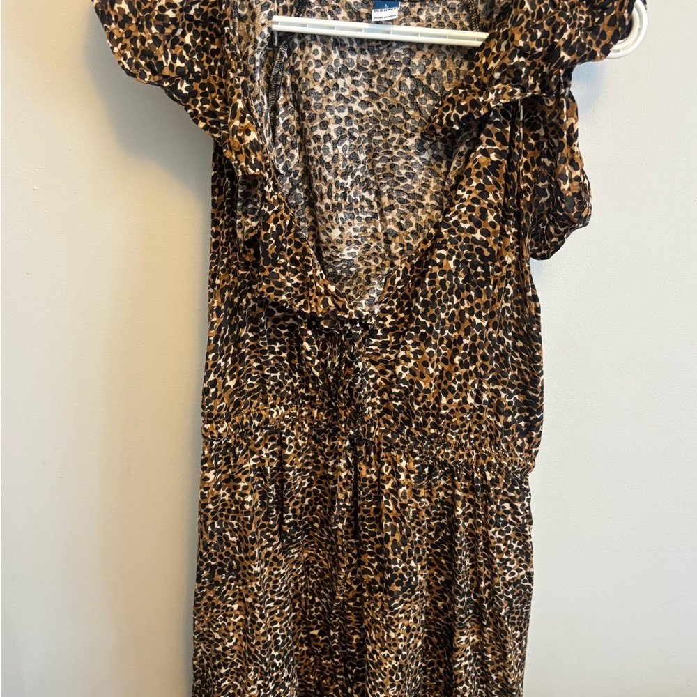 Old Navy Brown Leopard Print Midi Dress